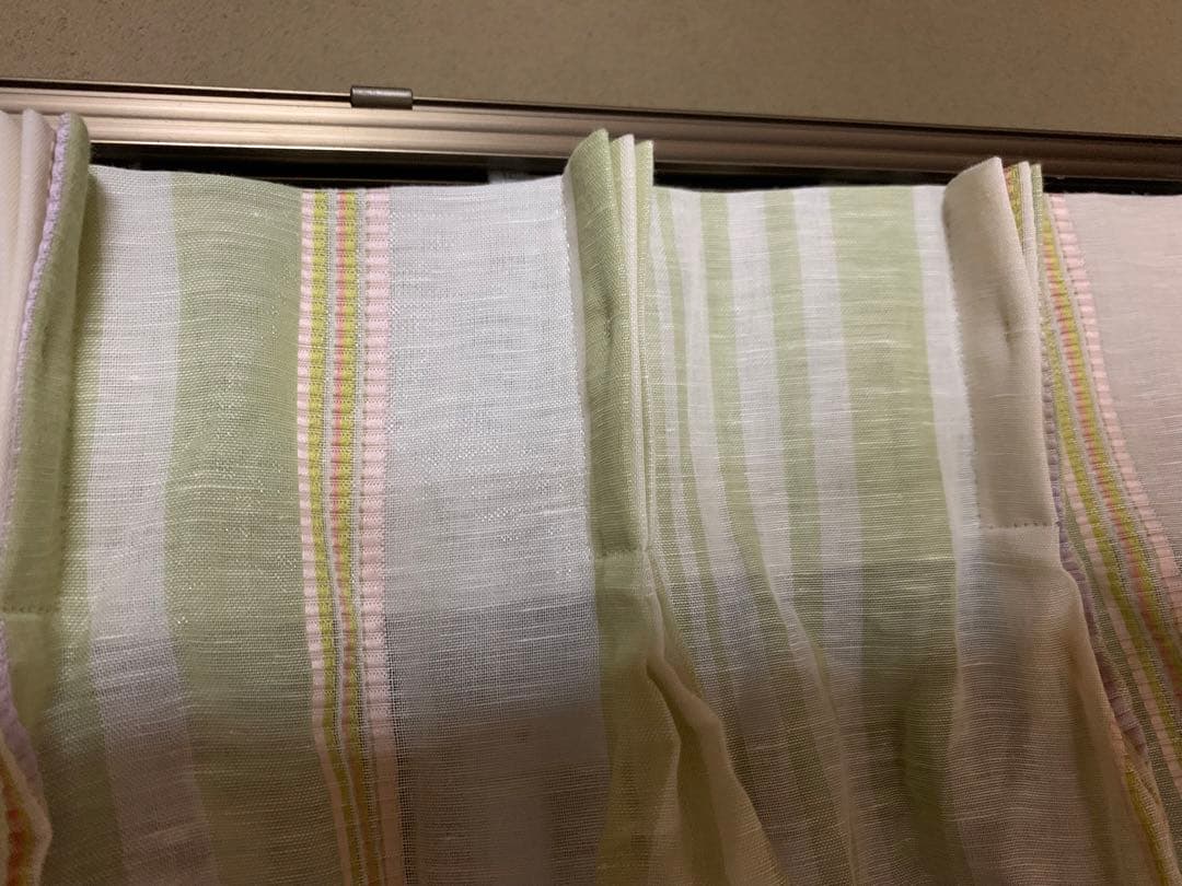 特価超美品フィスバカーテンfisba薄グリーン刺繍入1枚