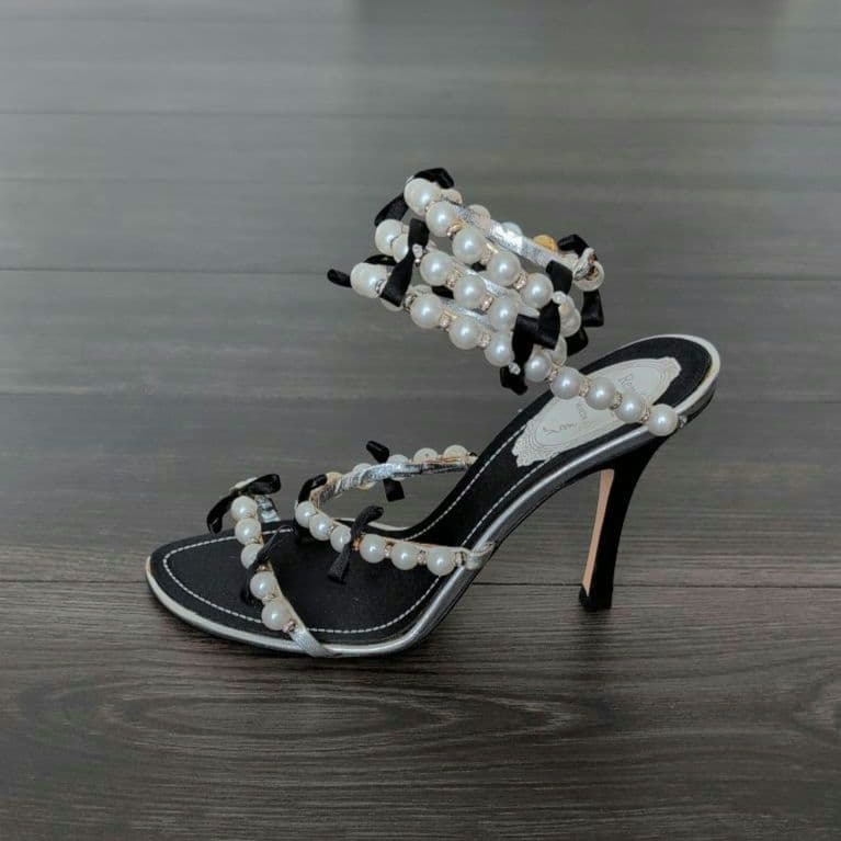 Rene Çaovilla パール装飾 ブラックミュール 36.5