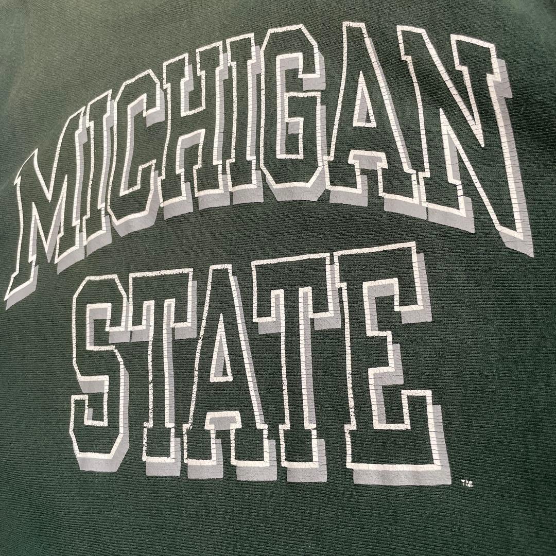 90s Champion USA製 リバースウィーブ ミシガン L 緑 刺繍タグ