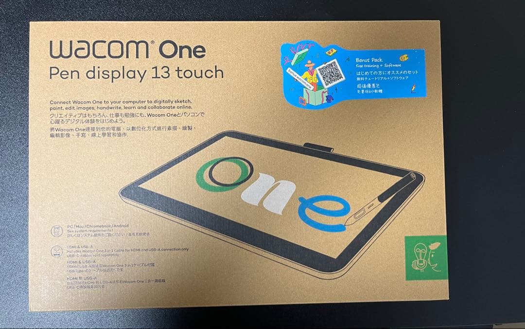 ワコムワン　13インチ　液タブ　タッチ対応　TDTH134W4D 中古