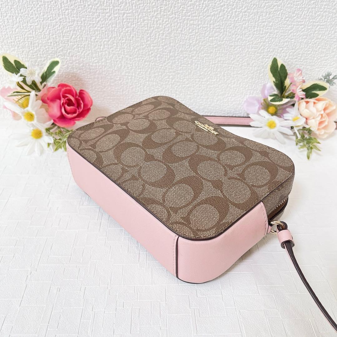 【極美品】COACH ショルダーバッグ ミニ カメラバッグ ブラウン系 ピンク