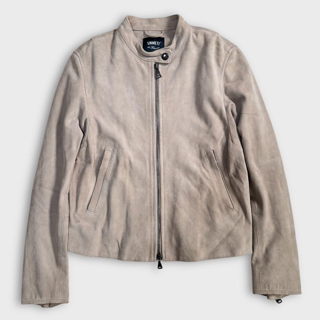 極美品 エンメティ ファイ ゴートスウェード ライダースジャケット ベージュ