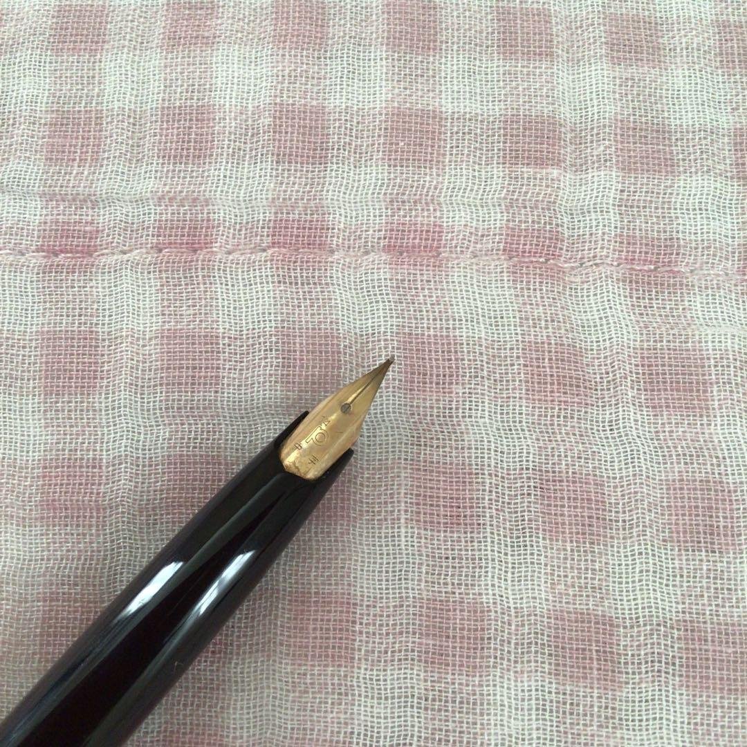 プラチナ 14K 14金 万年筆 ショート 中字 蝕刻 食刻 黒 廃盤