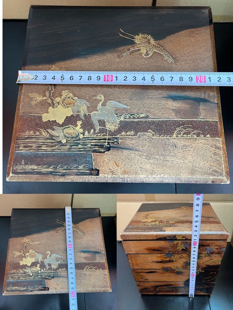 791  明治二十九年　沈金重箱　金蒔絵　4重　高級　時代物
