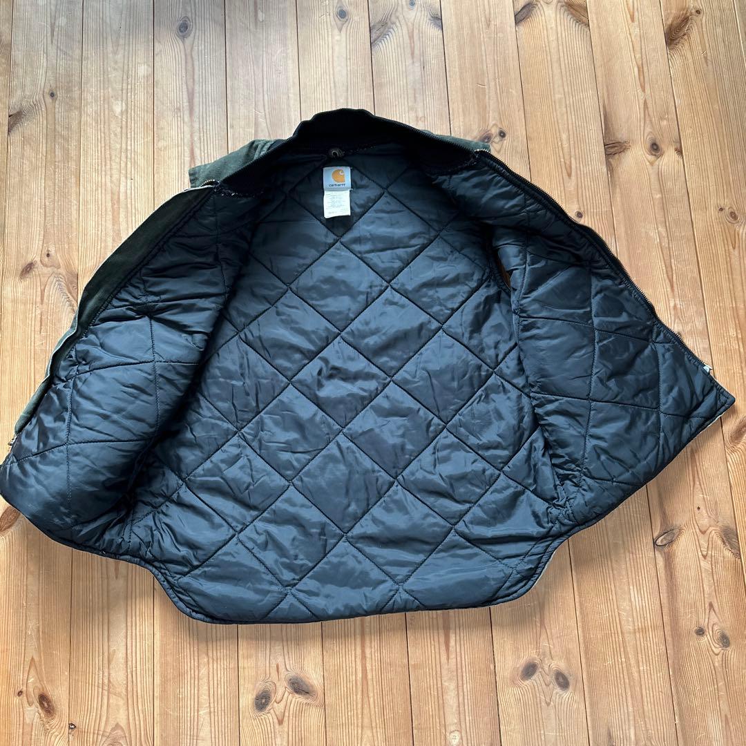 カーハート【L】 00s USA製 ダックベスト モスグリーン　極上フェード