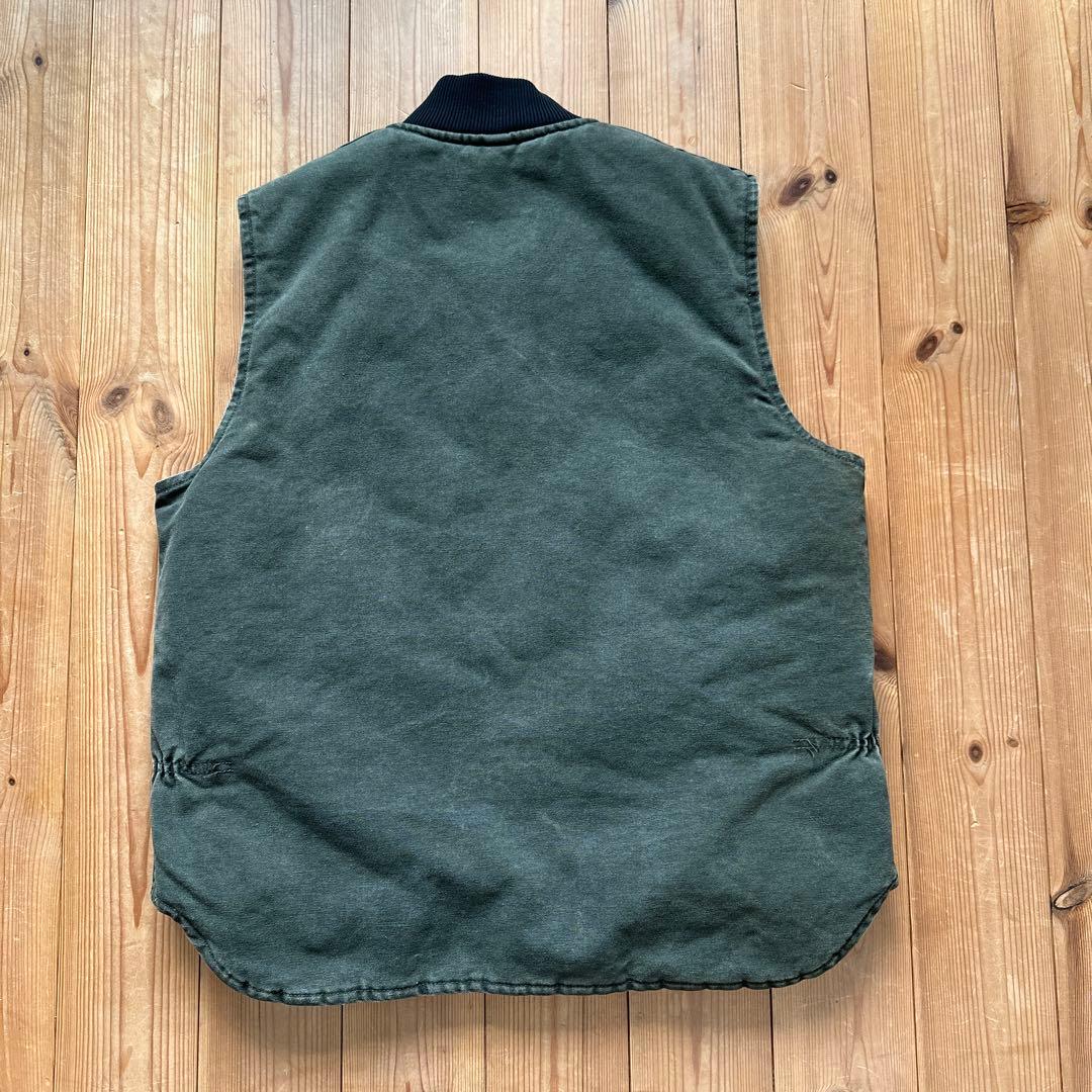 カーハート【L】 00s USA製 ダックベスト モスグリーン　極上フェード