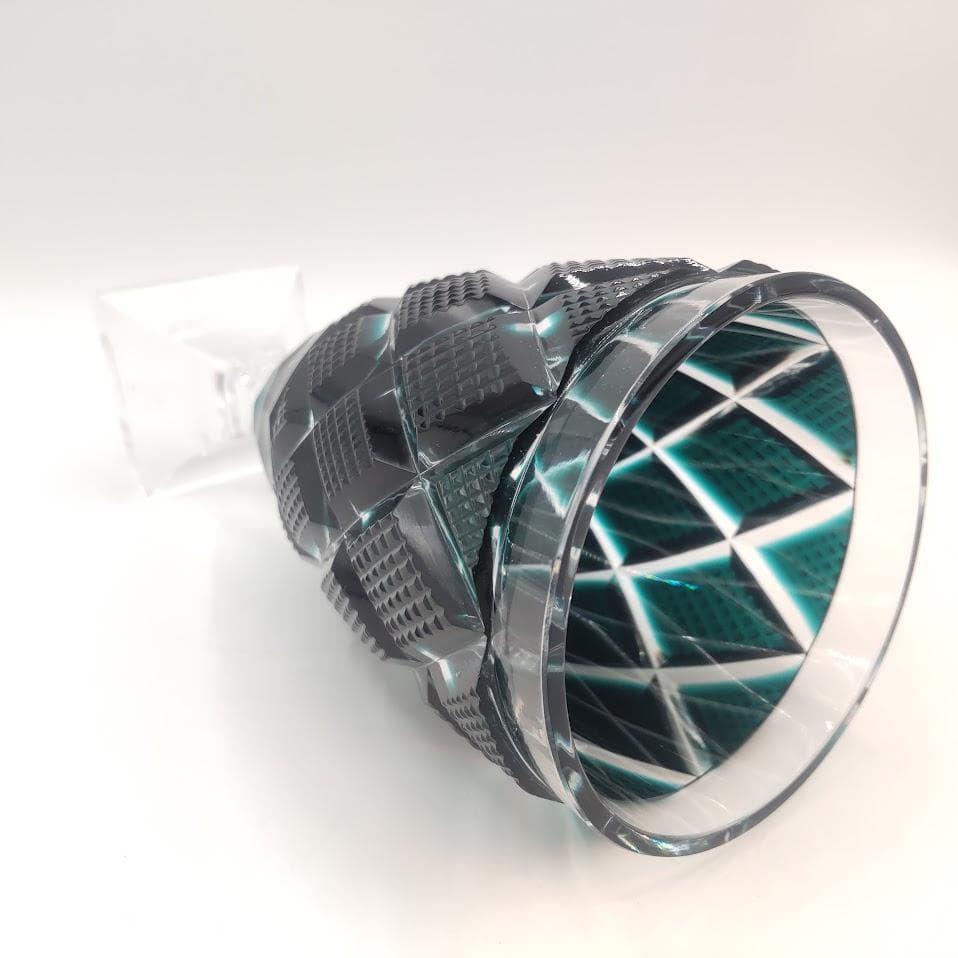 薩摩切子 脚付杯 色被せガラス 復元 尚古集成館監修 薩摩ガラス グリーン