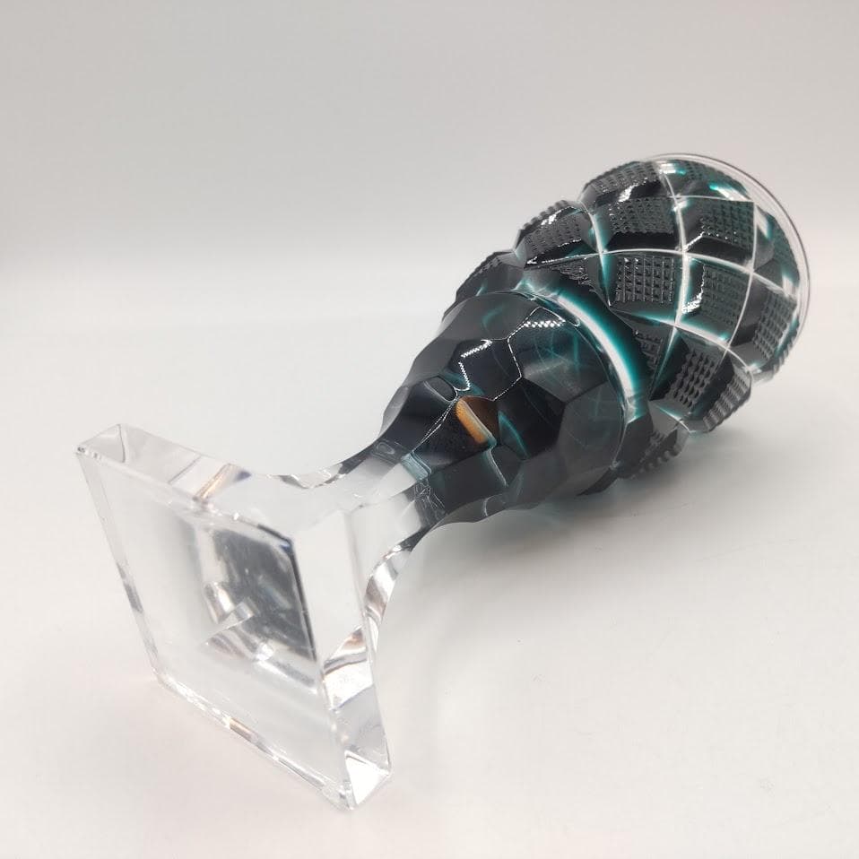 薩摩切子 脚付杯 色被せガラス 復元 尚古集成館監修 薩摩ガラス グリーン