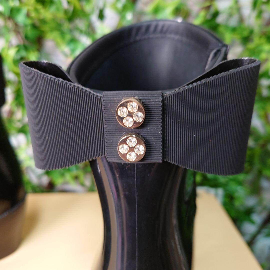 TOCCA レインブーツ バックリボン　ブラックLサイズ