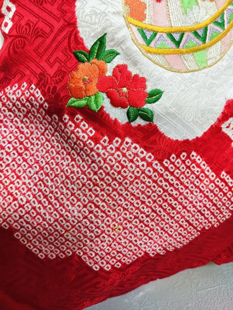 タイムセール　銀座　高級　七五三セット　赤 　絹着物　小物