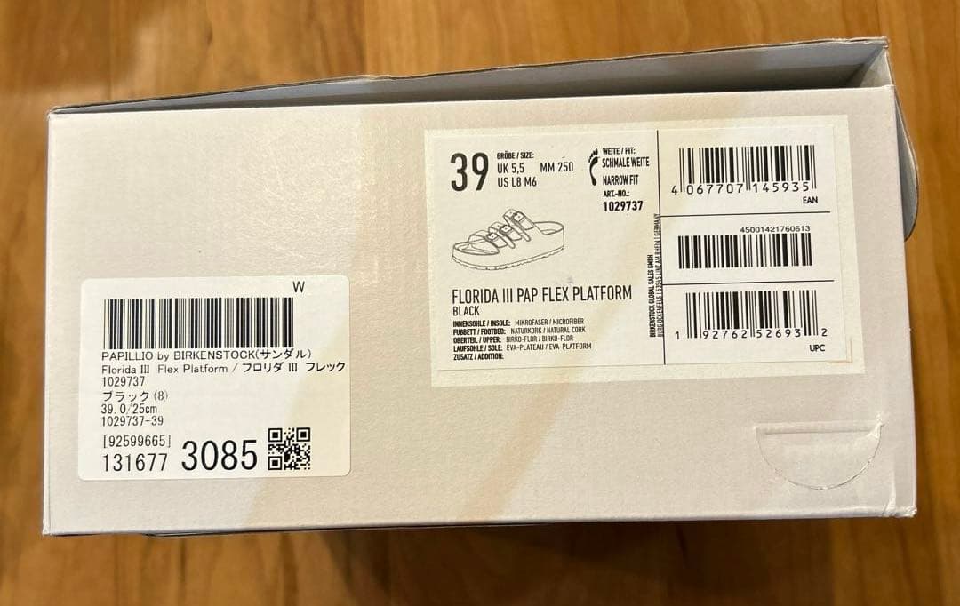 ビルケン　フロリダ プラットフォーム ビルコフロー ブラック サンダル 39