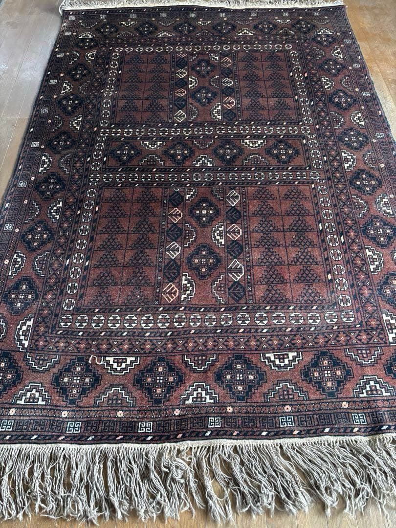 【ダメージ多め格安】パキスタン絨毯　トルクメン　手織り　ペルシャ