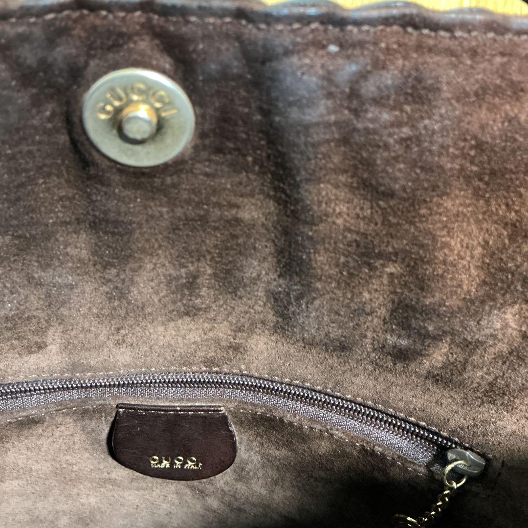 GUCCI グッチ　正規品バンブーハンドバッグ　編み込み　ヴィンテージ　ブラウン