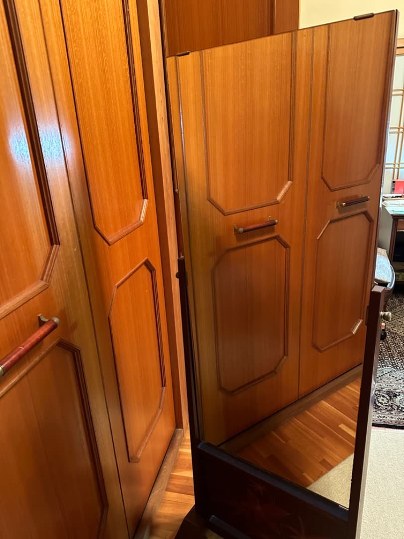 ミラー レトロ 姿見 鏡 アンティーク 大正ロマン風 木製 ブラウン 昭和