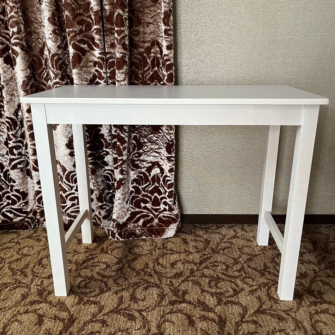 不二貿易 デスク机 幅90×奥行45×高さ72cm ホワイト木製 引出収納付き