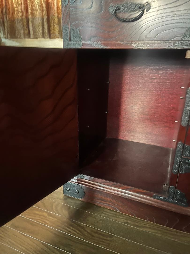 筑後民芸 民芸家具 時代箪笥 茶箪笥 欅 格子 民芸家具