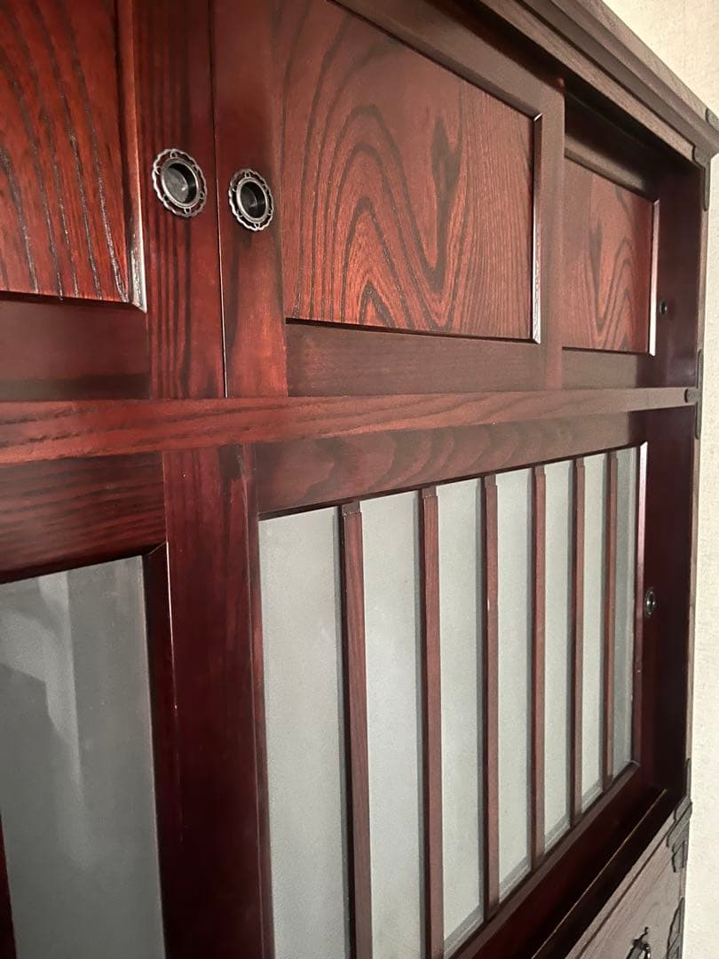 筑後民芸 民芸家具 時代箪笥 茶箪笥 欅 格子 民芸家具