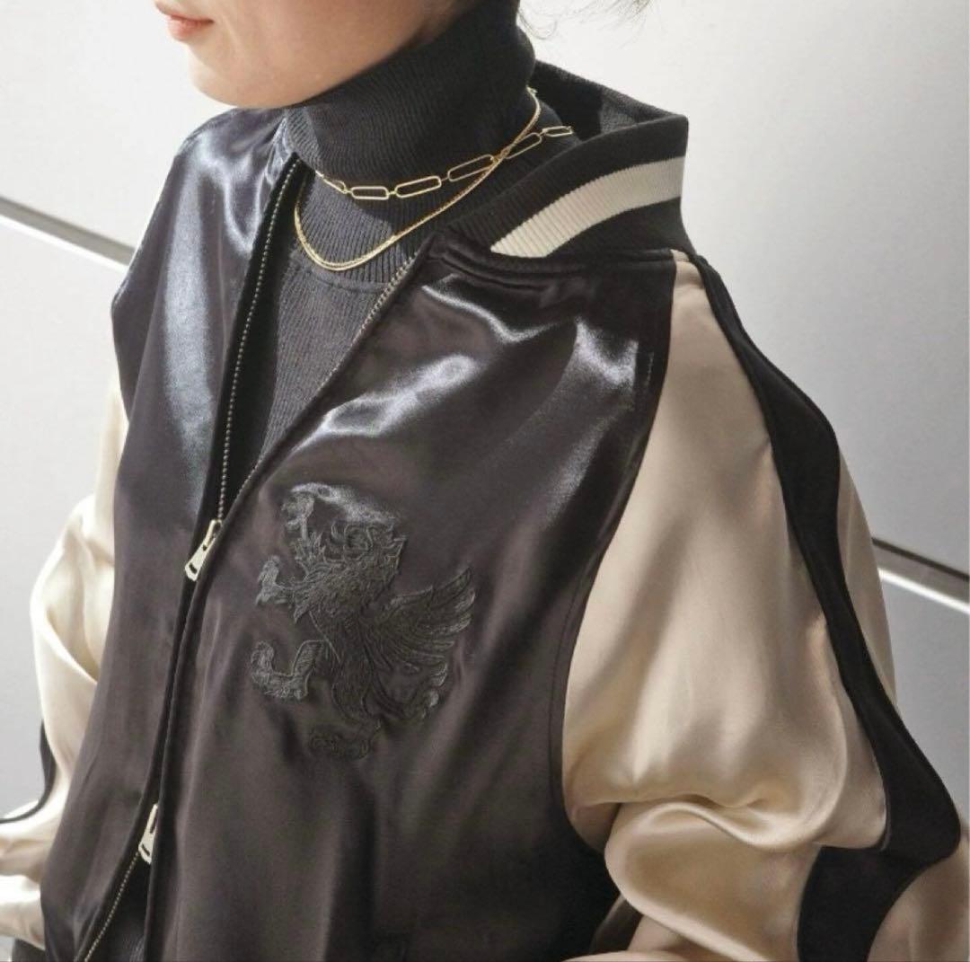 〈COUTURE D`ADAM〉別注バイカラーサテンジャケット/ブラック