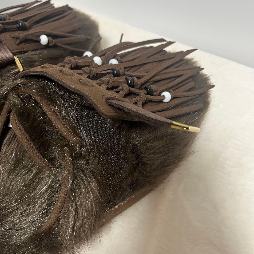 L'Appartment　[SUICOKE]ファー×フリンジサボサンダル　茶