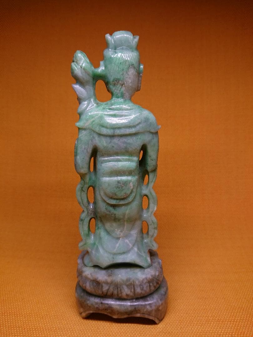 仏教美術　翡翠　観音　天然石　骨董　置物　インテリア　工芸品　美術品　A2818