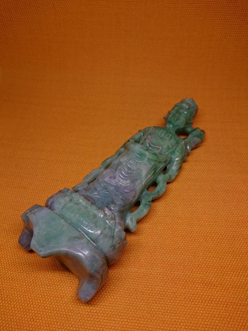 仏教美術　翡翠　観音　天然石　骨董　置物　インテリア　工芸品　美術品　A2818