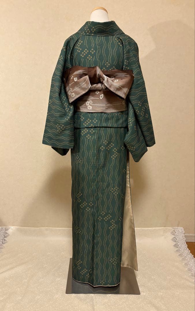 洗える着物L・半幅帯・和装クリップ・伊達締・草履LL・長襦袢Lの豪華6点セット