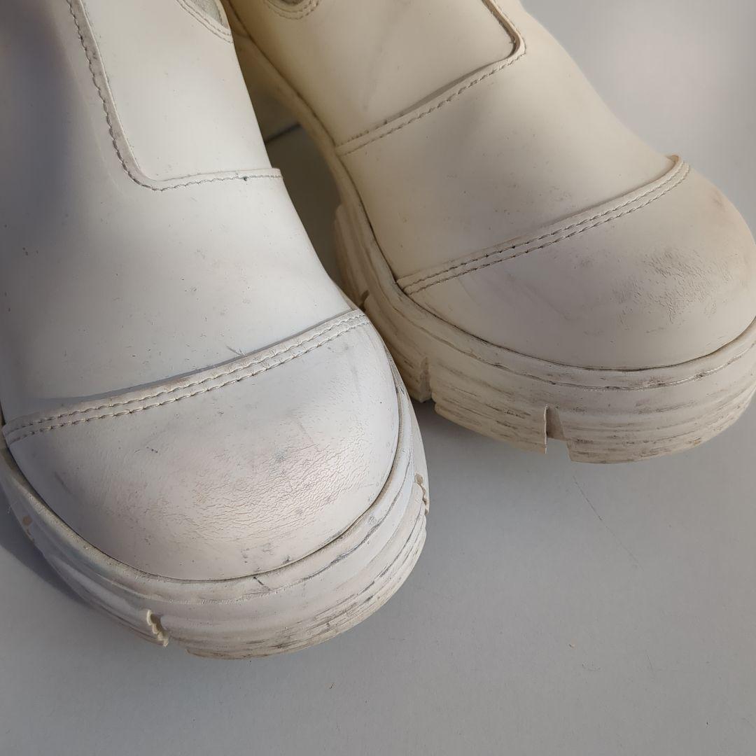 GANNI*37 ホワイト サイドゴアブーツ 厚底*リサイクルラバー