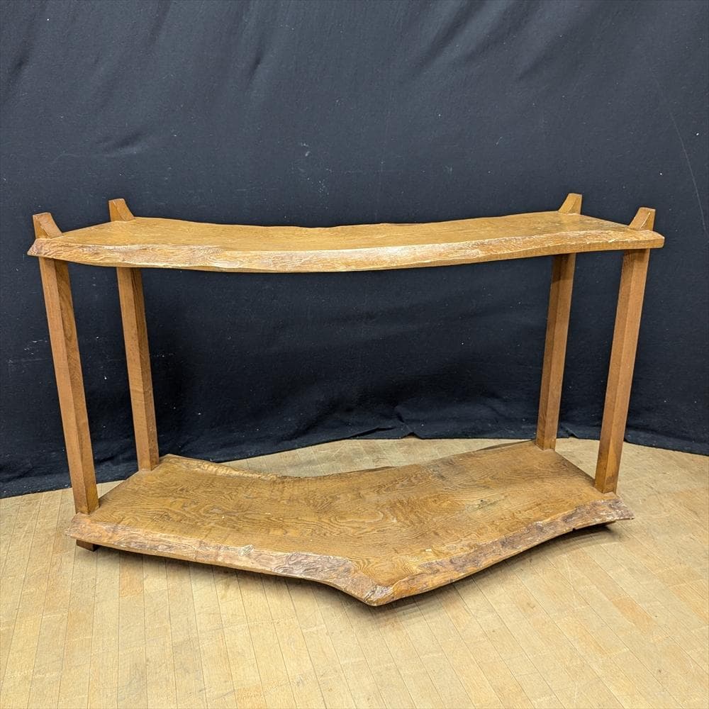 無垢　耳付き　飾り棚　花台　ディスプレイ　キャビネット　茶棚　ラック　飾り台