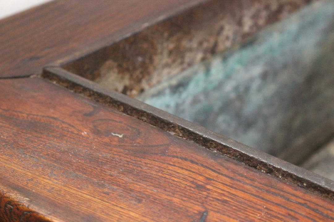 M*u様 No4524 時代　欅材　黒柿　関西火鉢　横73×縦49cm 引出し付