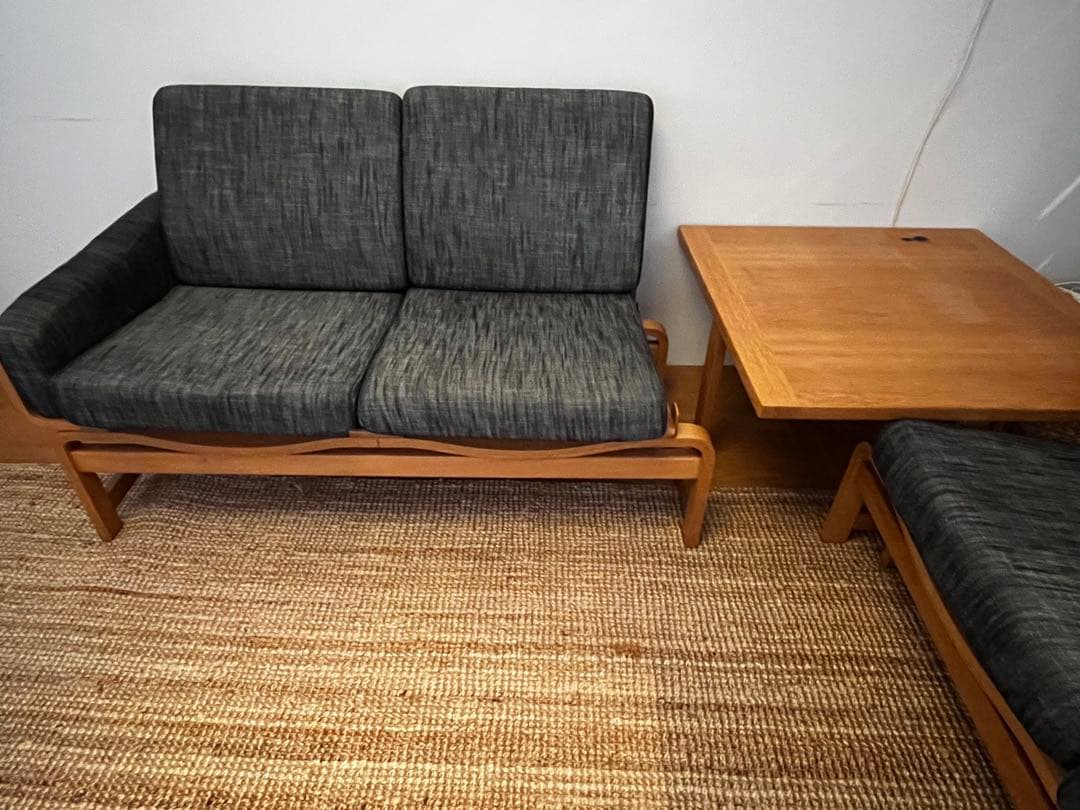 デンマークヴィンテージ コーナーソファ+サイドテーブル　オーク材