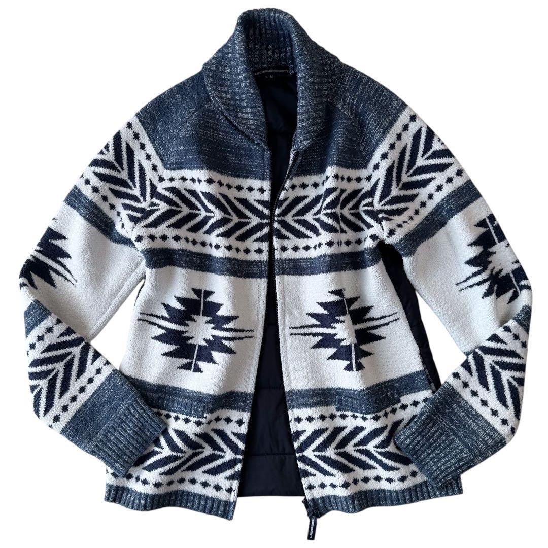 ロサーセン 中綿ニットコンビジャケット ブルゾン 総柄 ストレッチ M