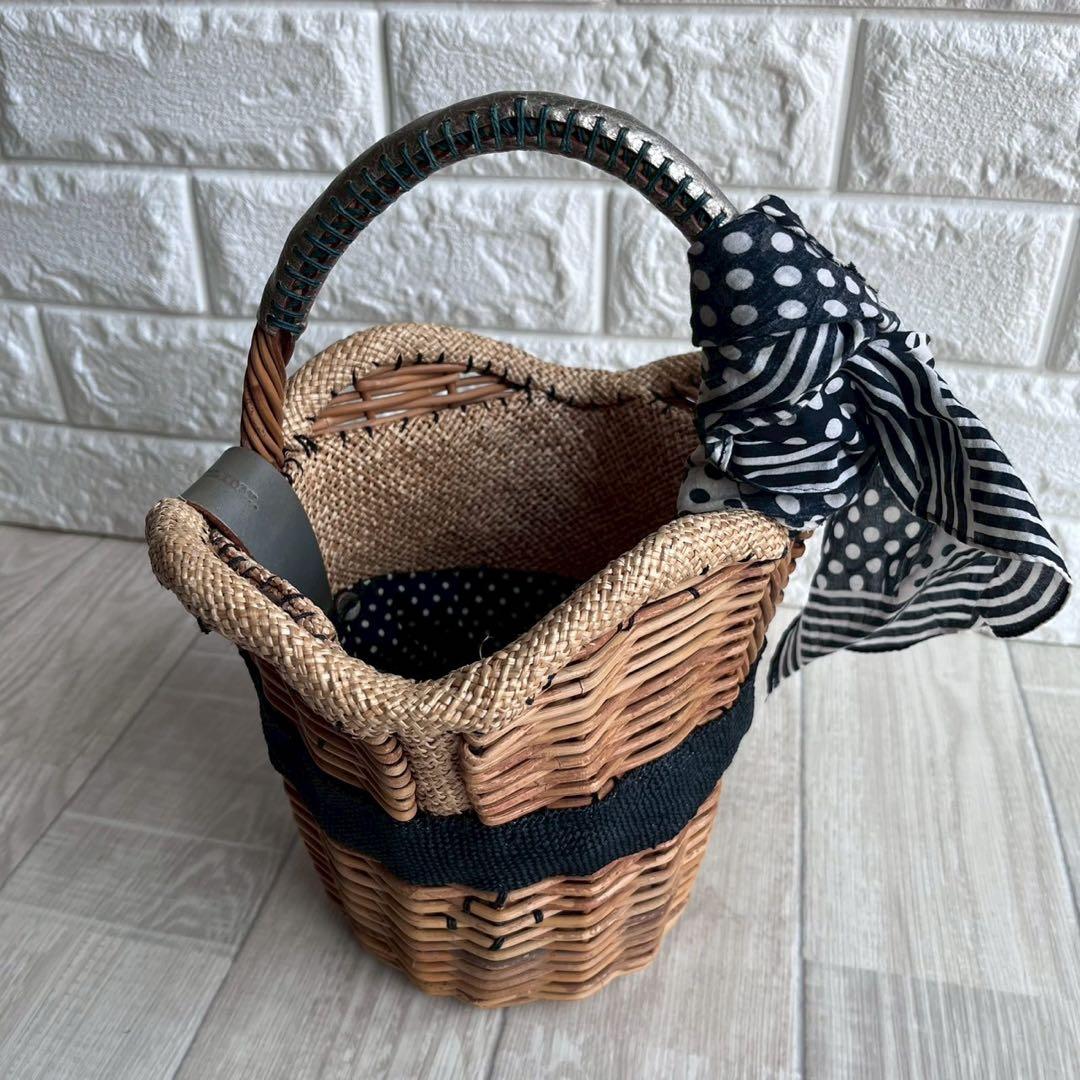 ebagos エバゴス ギンガムチェック カゴバッグ かぶせハンドル