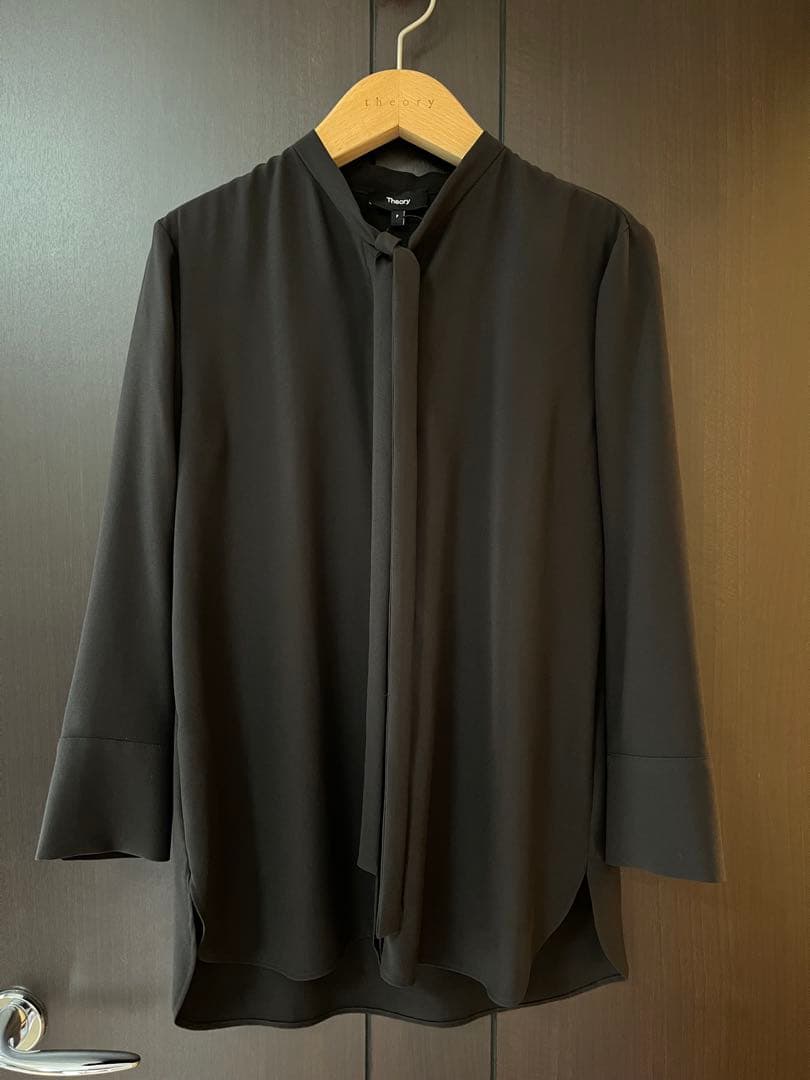 新品　theory ボウタイブラウス　ブラック　黒　P