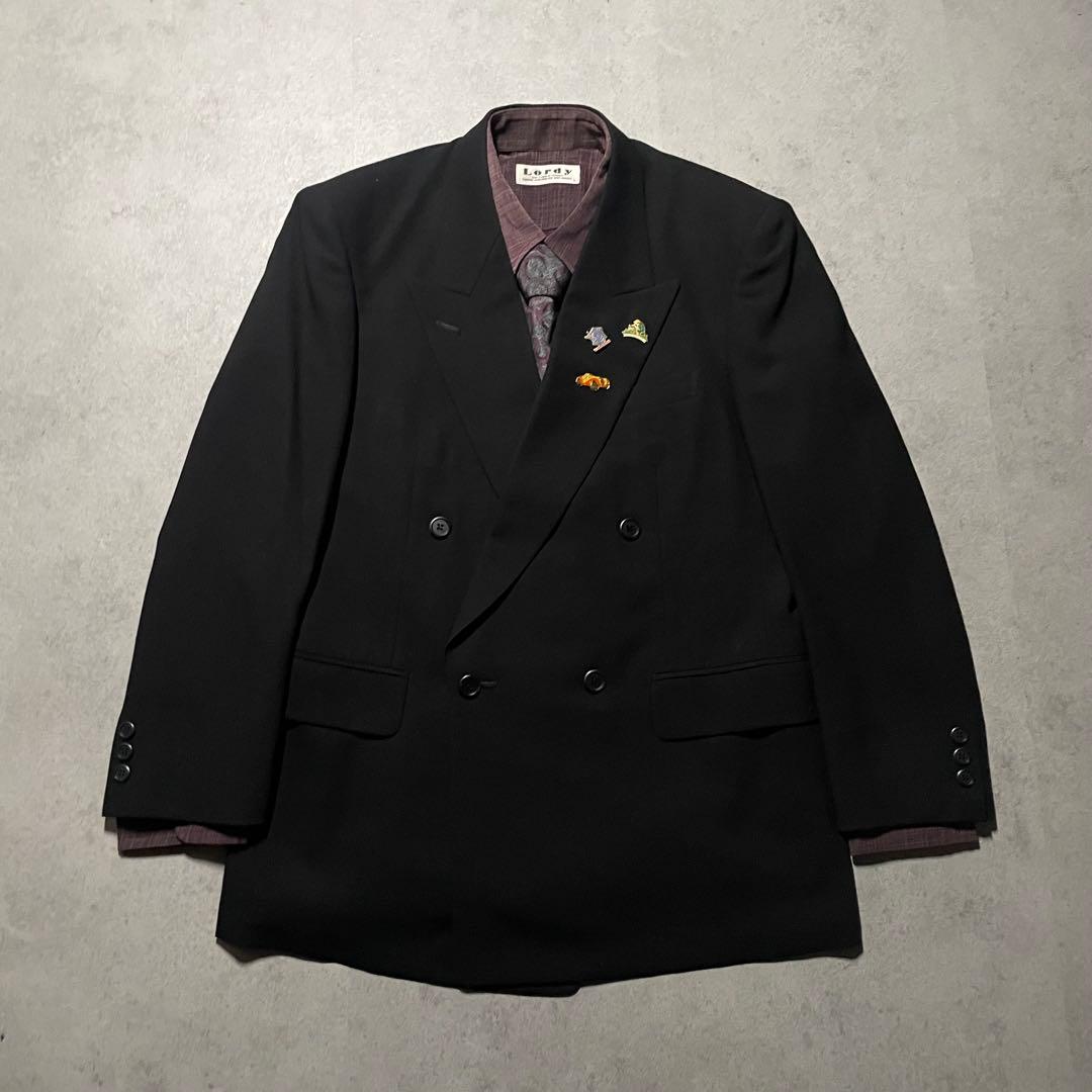 特注【vintage】セットアップ ダブルスーツ カジュアル　ブラック　黒