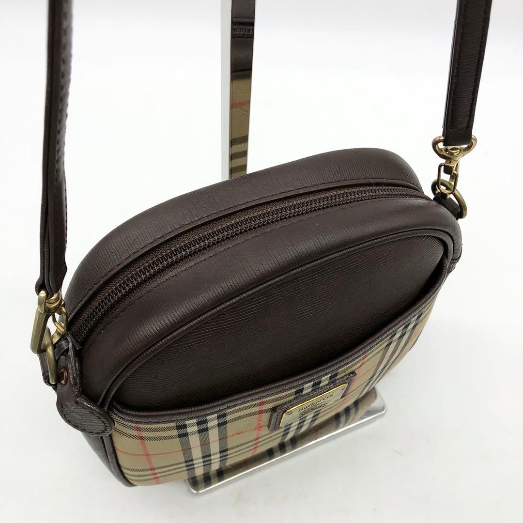 美品✨バーバリー ショルダーバッグ ノバチェック ホースロゴ キャンバス レザー
