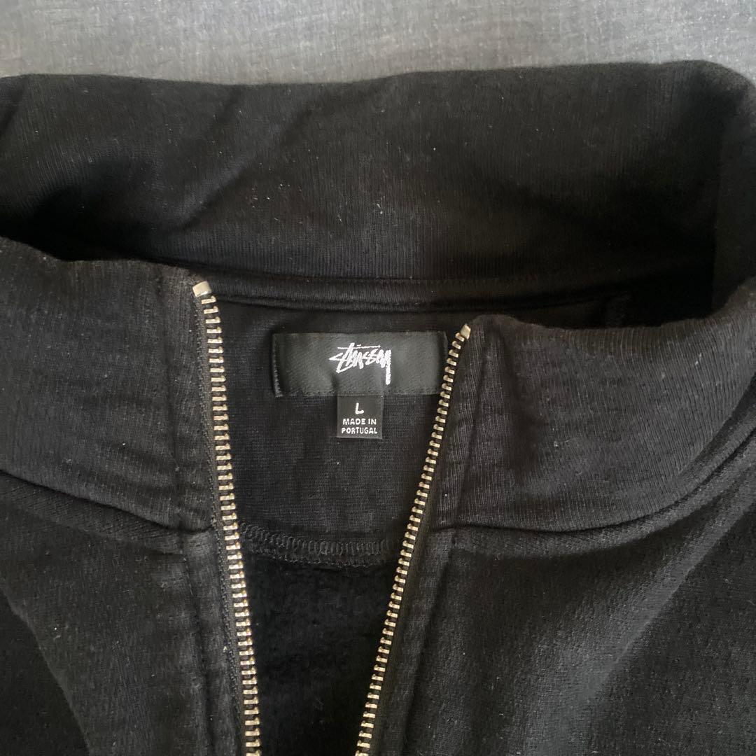 Stussy ブラック ハーフジップ トレーナー L