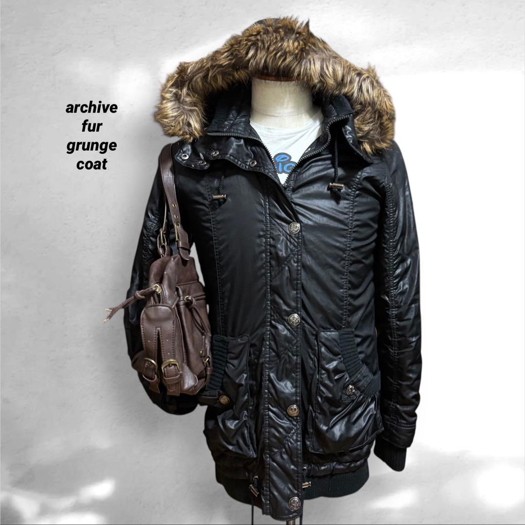 ジャケット・アウター archive grunge fur gimmick coat BLK y2k