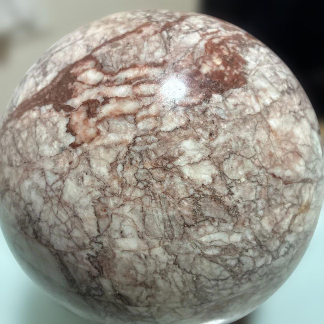 大型高級大理石 球体置物 木製台座付き( 球直径160mm)