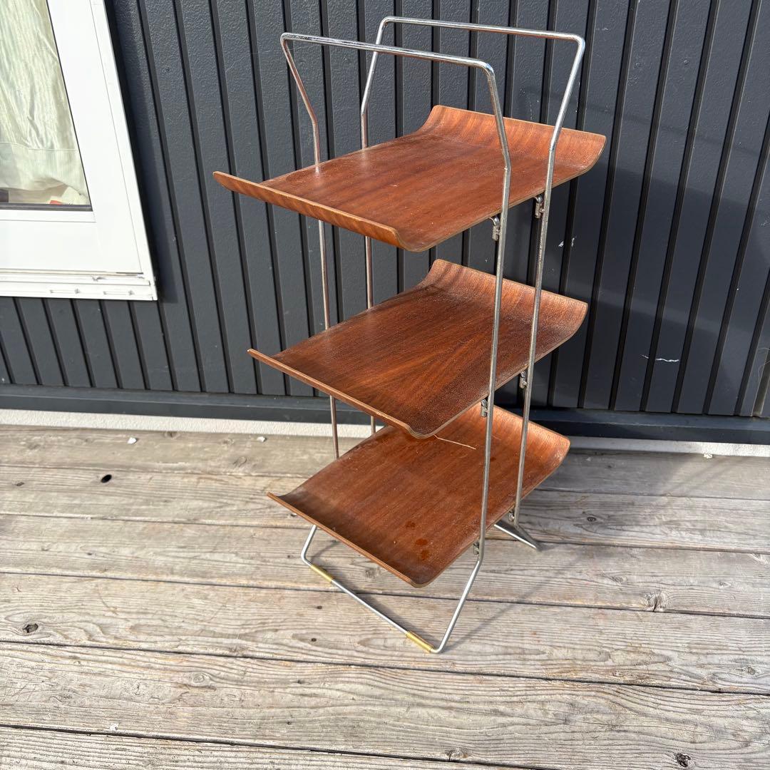 北欧レトロ 3段 ベントウッド プライウッド マガジンラック 飾り棚 木製