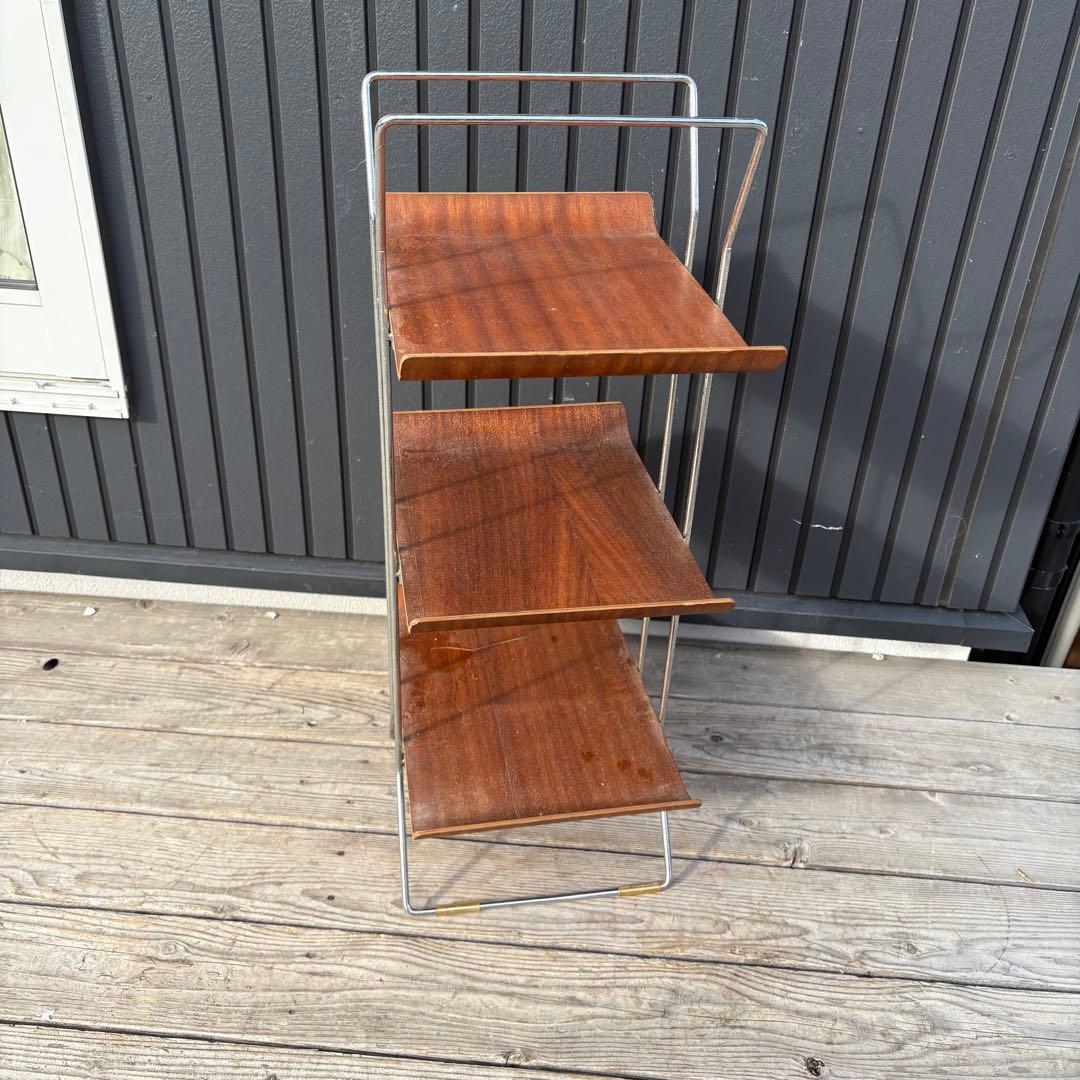 北欧レトロ 3段 ベントウッド プライウッド マガジンラック 飾り棚 木製