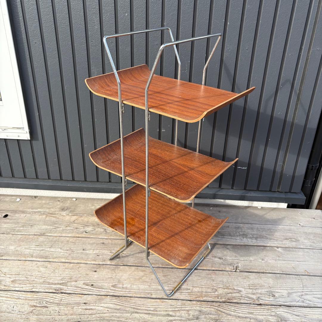 北欧レトロ 3段 ベントウッド プライウッド マガジンラック 飾り棚 木製