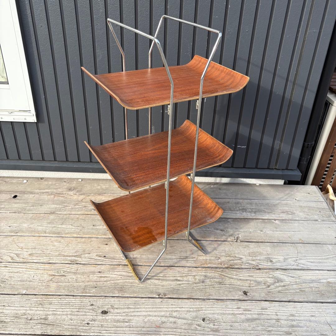 北欧レトロ 3段 ベントウッド プライウッド マガジンラック 飾り棚 木製