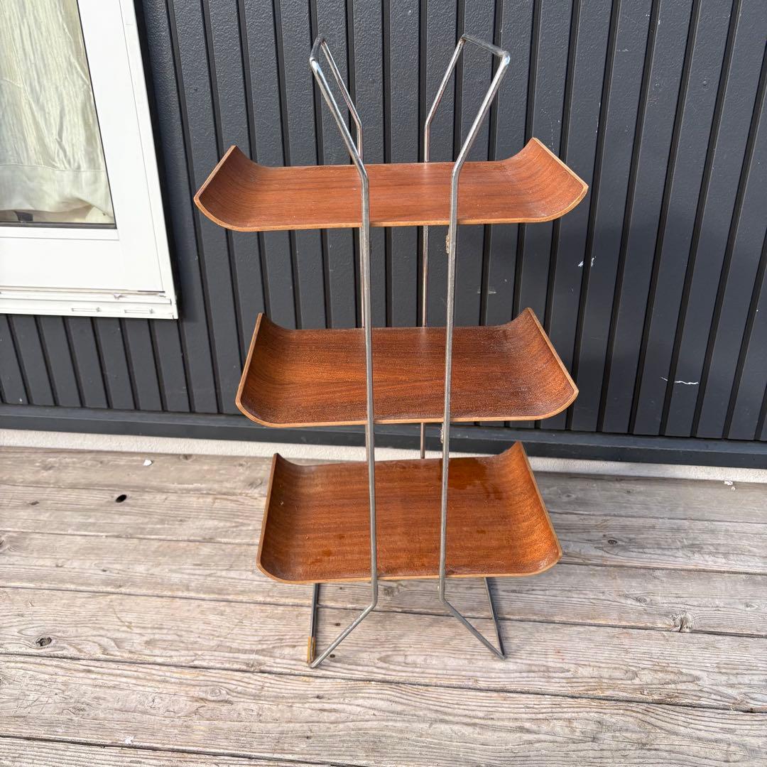 北欧レトロ 3段 ベントウッド プライウッド マガジンラック 飾り棚 木製