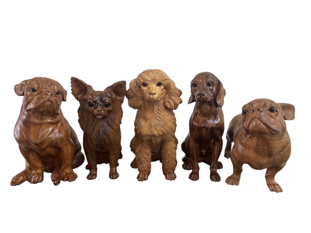 スワールウッド　天然無垢材　プードル　木彫り　手彫り　木製　犬の置物