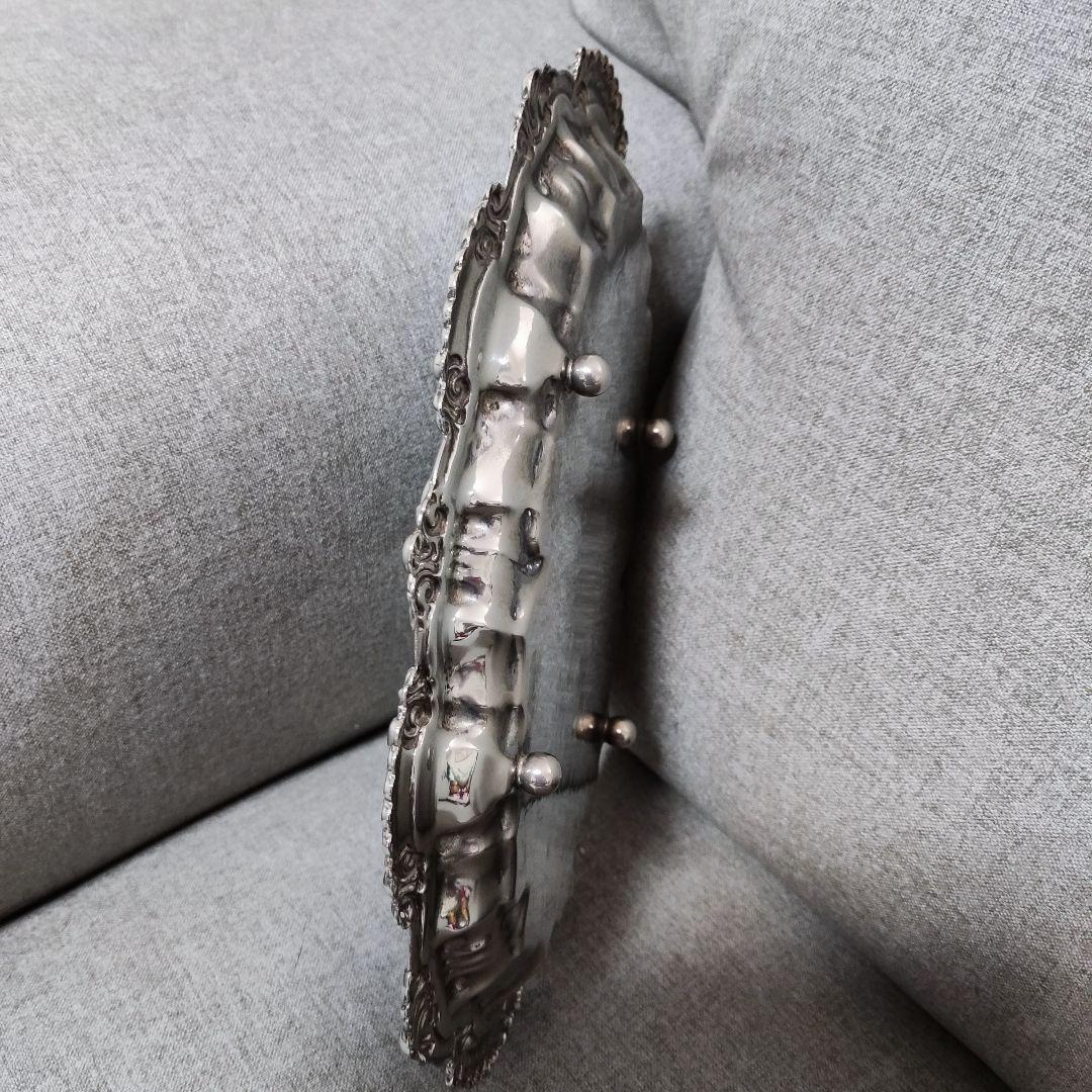 イギリス　シルバープレート　ケーキトレイ　小物入れ　ミニトレイ