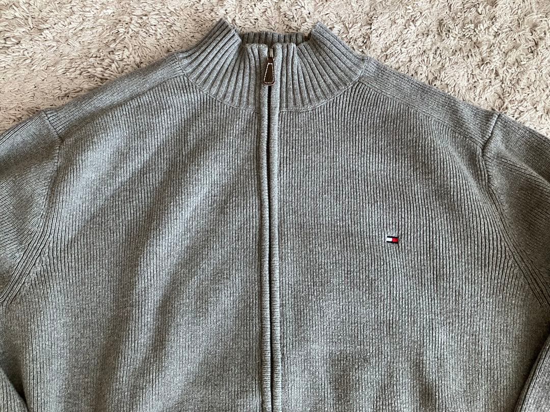 Lサイズ　トミー　ヒルフィガー　フルジップアップニット　カーディガン　グレー