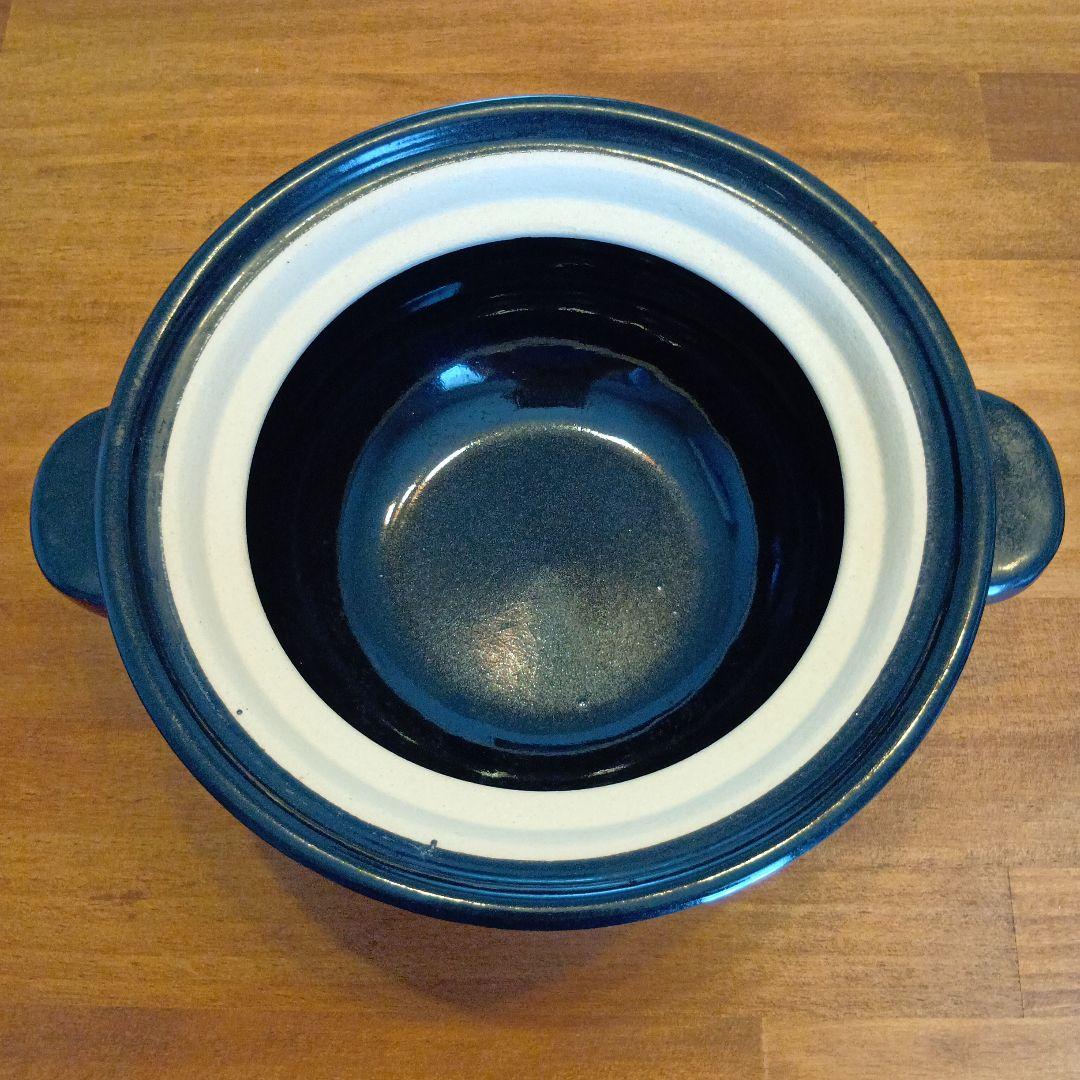 中型土鍋 黒と白の内側　かまどさん