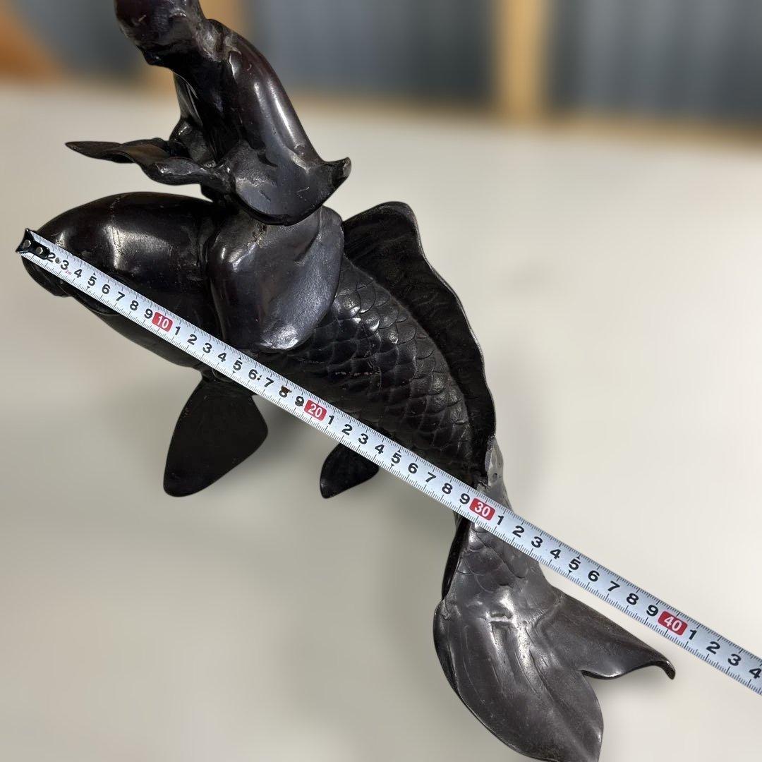 金属製 魚に乗る人物の彫刻　美術品　骨董品