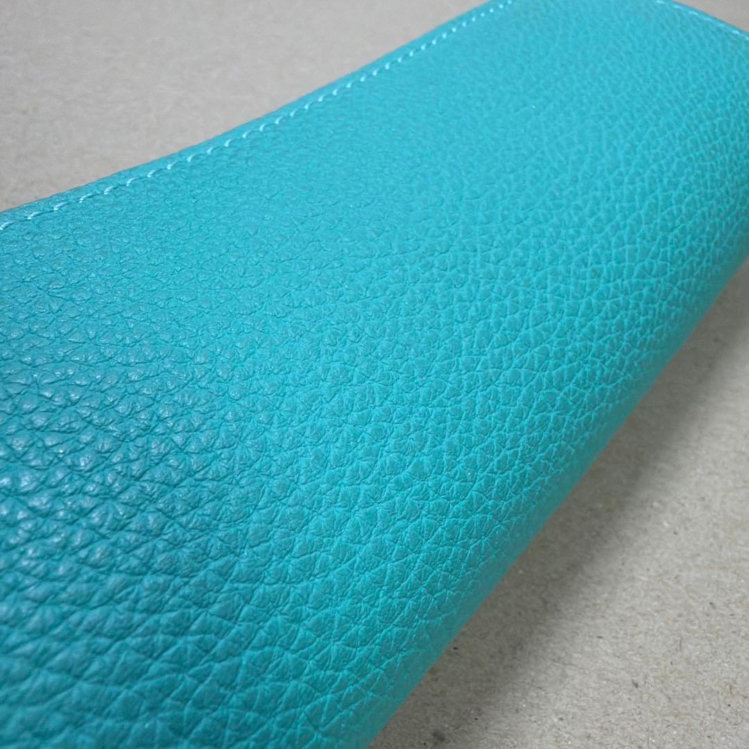 美品 ル・ボナー デブペンケース シュランケンカーフ ミント ペンケース 本革