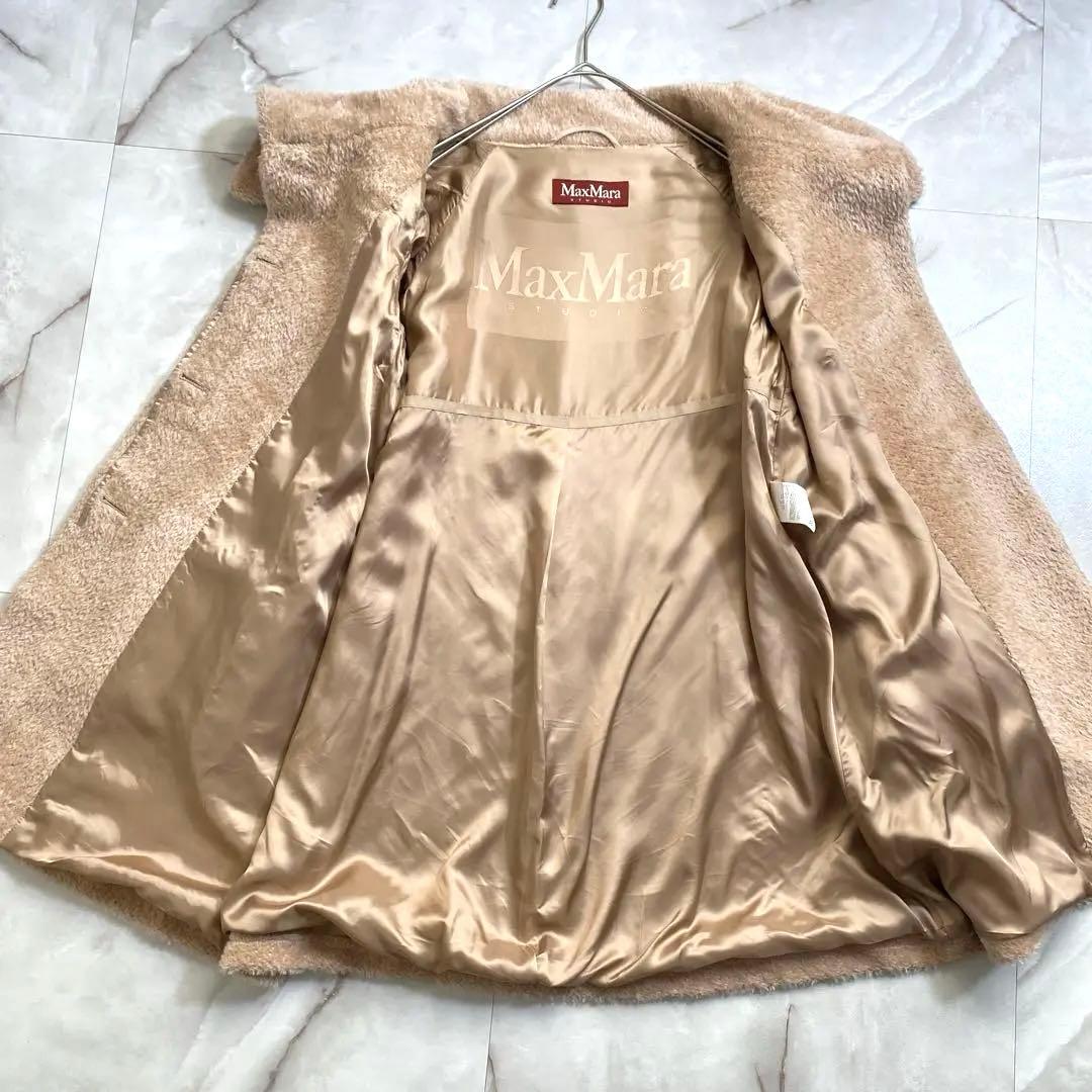 T18270 美品 マックスマーラ テディベアコート ベージュ 38 ミドル丈